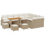 Canapé jardin 13 pièces avec coussins Beige Rattan Poly Acacia