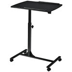 Table d’ordinateur pliable 71-93 cm hauteur réglable avec 4 roulettes tablette surface couleur noir 20_0005381