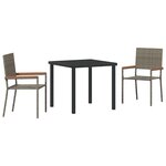 vidaXL Ensemble de salle à manger pour jardin 3 Pièces Gris polyrotin