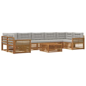 vidaXL Ensemble de canapés d'extérieur 8 pc Naturel et gris clair