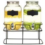 vidaXL 2 Pièces Distributeurs de boissons avec support 2 x 4 L Verre