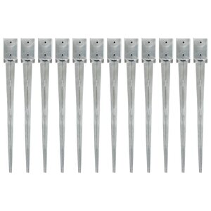 vidaXL Piquets au sol 12 Pièces Argenté 9x9x90 cm Acier galvanisé