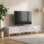 vidaXL Meuble TV 147 x 34 5 x 30 cm Gris béton Bois d'ingénierie