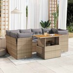 vidaXL Salon de jardin avec coussins 7 Pièces beige résine tressée