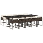 vidaXL Ensemble à manger de jardin et coussins 11 Pièces marron rotin
