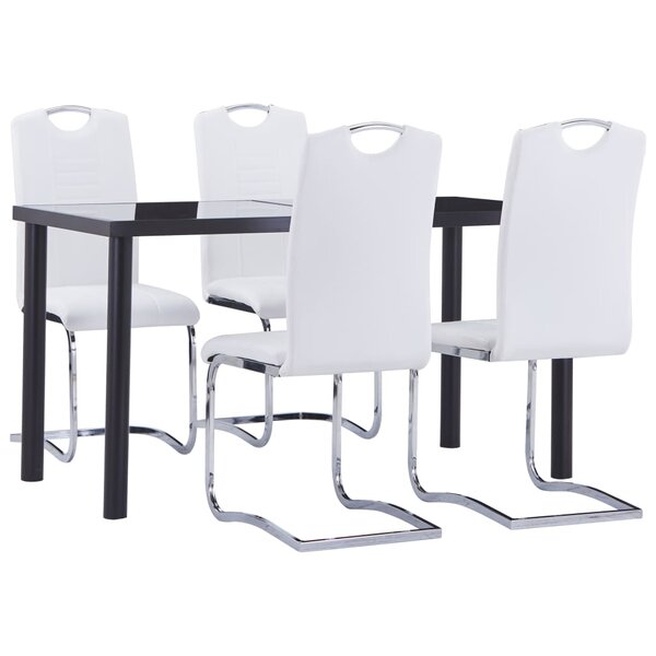 vidaXL Ensemble de salle à manger 5 Pièces Similicuir Blanc