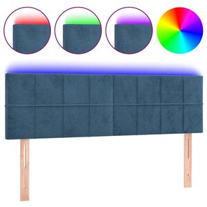 vidaXL Tête de lit à LED Bleu foncé 144x5x78/88 cm Velours