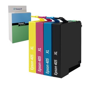Compatible Epson 405XL / Valise - Pack de 4 Cartouches d'encre noire cyan magenta et jaune