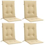 vidaXL Coussins de chaise à dossier bas lot de 4 beige mélangé tissu