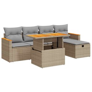 vidaXL Salon de jardin avec coussins 6 Pièces beige résine tressée