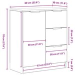 vidaXL Buffet avec tiroir Chêne noir 60 x 30 x 70 cm Bois d'ingénierie