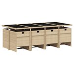vidaXL Ensemble à manger de jardin et coussins 9 Pièces beige Poly rotin