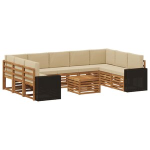 vidaXL Ensemble de canapés d'extérieur 10 pc Naturel et Beige