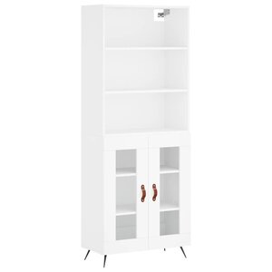 vidaXL Buffet haut Blanc 69 5x34x180 cm Bois d'ingénierie
