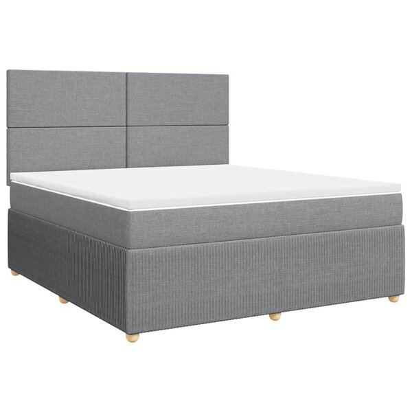 vidaXL Sommier à lattes de lit avec matelas Gris clair 180x200cm Tissu