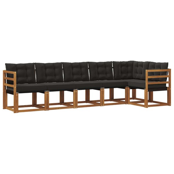 vidaXL Ensemble de canapés d'extérieur 6 pc Naturel et Noir