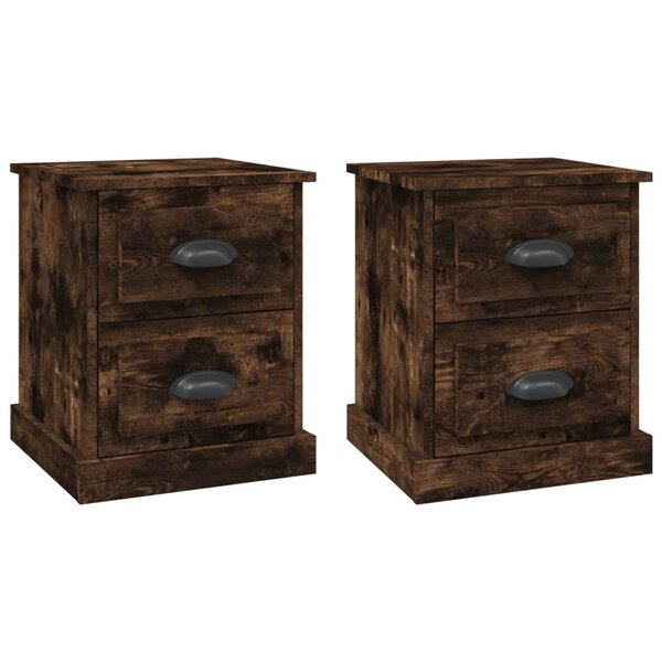 vidaXL Tables de chevet 2 Pièces chêne fumé 39x39x47 5 cm bois ingénierie