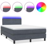 vidaXL Sommier à lattes de lit et matelas et LED gris foncé 120x210cm velours