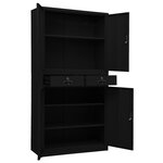 vidaXL Armoire de bureau Noir 90x40x180 cm Acier