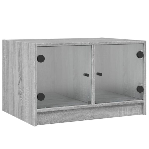 vidaXL Table basse avec portes en verre sonoma gris 68x50x42 cm
