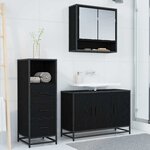 vidaXL Ensemble de mobilier de salle de bain 3 Pièces Chêne noir