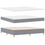 vidaXL Lit à ressorts avec matelas Gris clair 200 x 200 cm tissu