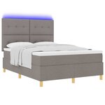 vidaXL Lit à ressort LED avec matelas Taupe 140 x 200 cm tissu