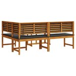 Ensemble Bistro de Jardin 3 Pièces avec Coussins en Bois d'Acacia Massif