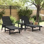 vidaXL Mobilier de jardin lounge 2 Pièces Noir 53 x 195.5 x 30cm