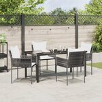 vidaXL Set de salle à manger de jardin 5 pièces avec coussins Marron Poly Rattan