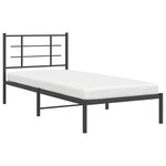 vidaXL Cadre de lit métal sans matelas avec tête de lit noir 90x200 cm