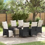 vidaXL Ensemble de salle à manger de jardin en 7 pièces avec coussins en poly rattan noir