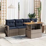 vidaXL Salon de jardin 5 Pièces avec coussins gris résine tressée