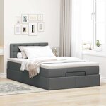 vidaXL Lit ottoman avec matelas et LED gris foncé 120x200 cm tissu