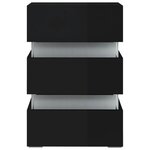 vidaXL Table de chevet à LED noir brillant 45x35x67 cm bois ingénierie