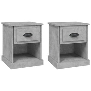 vidaXL Tables de chevet 2 Pièces gris béton 39x39x47 5 cm bois ingénierie