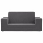 vidaXL Canapé-lit pour enfants 2 places anthracite peluche douce