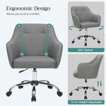 Fauteuil de bureau chaise pivotante confortable siège ergonomique réglable en hauteur charge 120 kg cadre enacier tissu imitation lin pour bureau gris 12_0005879