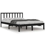 vidaXL Cadre de lit Noir Bois de pin massif 150x200 cm Très grand