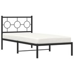 vidaXL Cadre de lit métal sans matelas avec tête de lit noir 90x190 cm