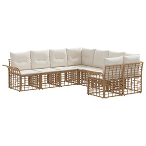 vidaXL Ensemble de canapés d'extérieur 8 Pièces Blanc Naturel et Crème