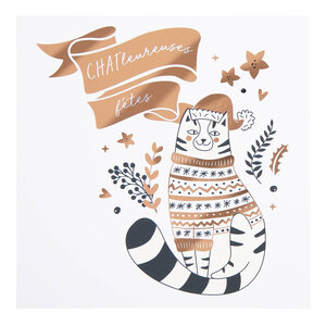 Carte De Vœux Etincelle Chat Noël - Draeger paris