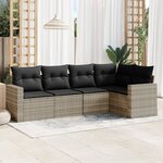 vidaXL Salon de jardin 5 Pièces avec coussins gris clair résine tressée