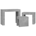 vidaXL Tables basses gigognes 3 Pièces Gris béton Bois d'ingénierie