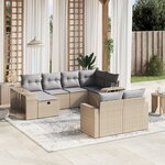 vidaXL Salon de jardin avec coussins 10 Pièces beige résine tressée