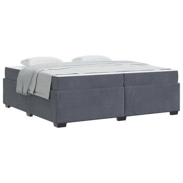 vidaXL Cadre de lit avec matelas Gris foncé 200 x 200 cm tissu