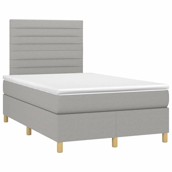 vidaXL Sommier à lattes de lit et matelas gris clair 120x190 cm tissu