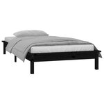 vidaXL Cadre de lit à LED sans matelas noir 90x200 cm bois massif