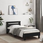 vidaXL Cadre de lit sans matelas avec tête de lit noir 90x190 cm
