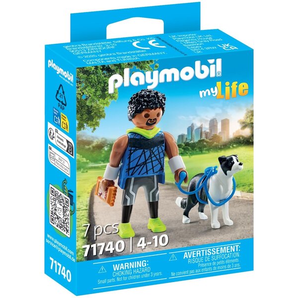PLAYMOBIL 71740 - My Life Homme sportif avec Border Collie et accessoires
